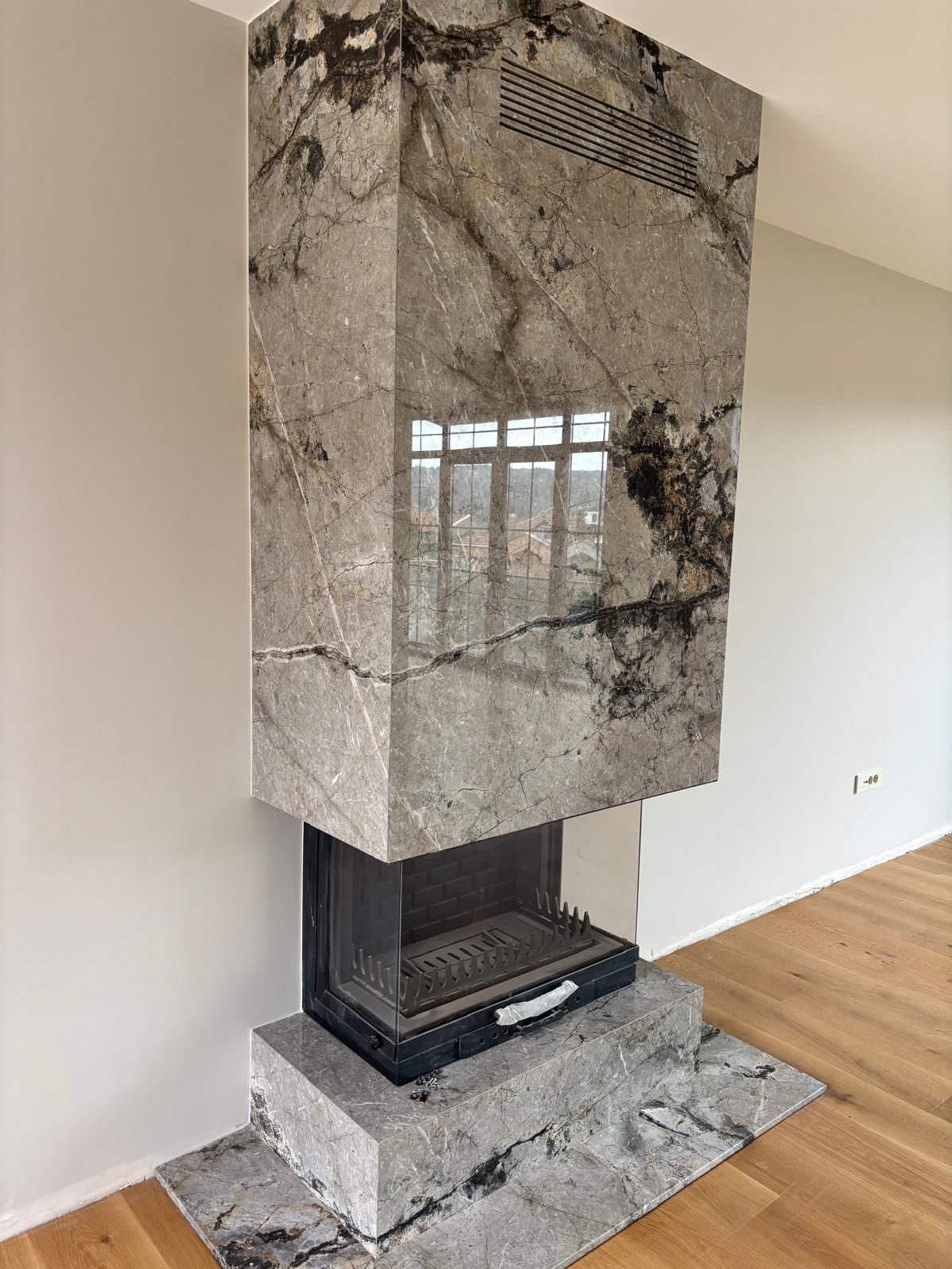 Granit şömine geniş açı